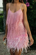 Elegant Spaghetti Straps Mini Dresses