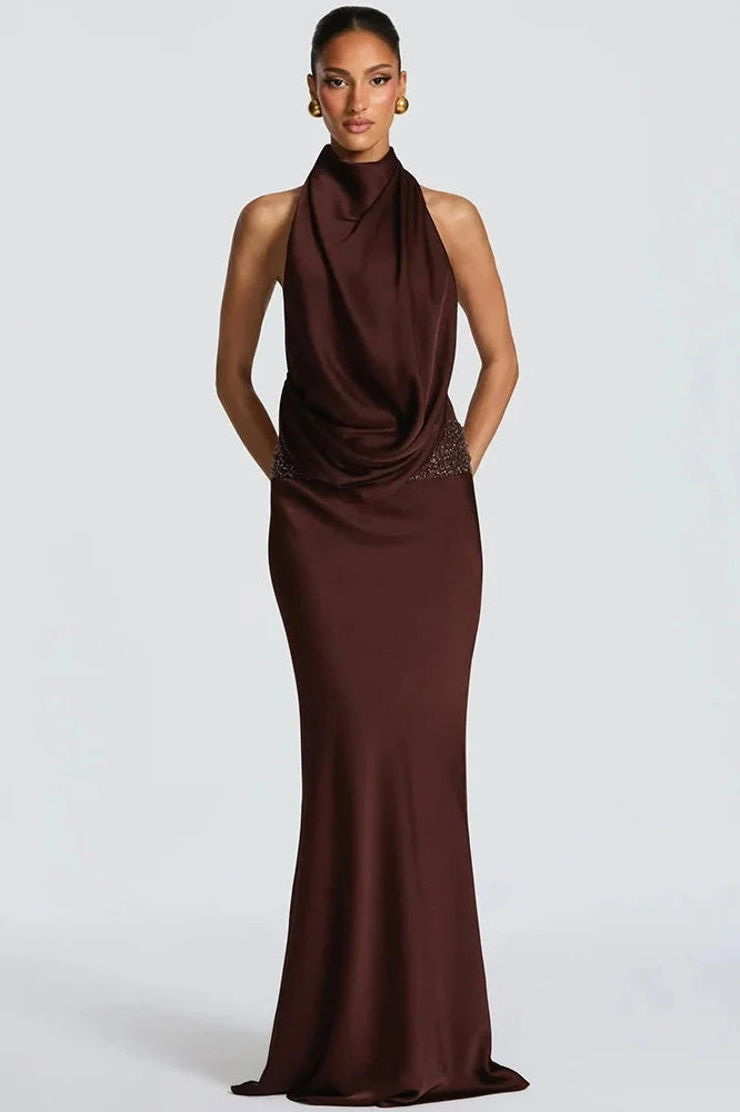 Backless Off-Shoulder Sleeveless Bodycon Maxi Dress