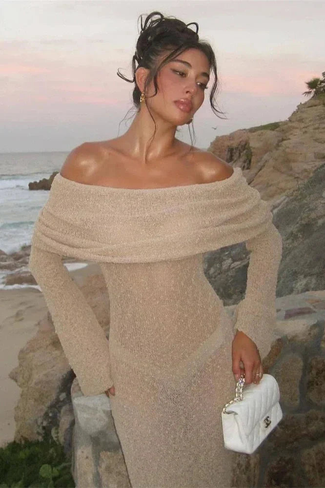 Hollow Out Off-Shoulder Maxi Dress