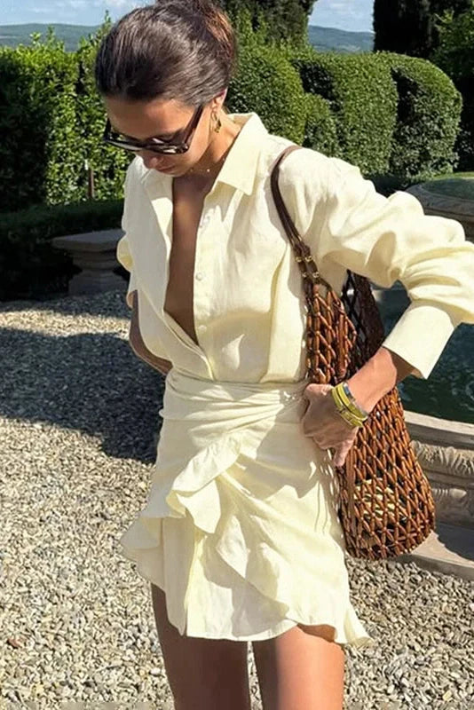 Elegant Lace-Up Bodycon Irregular Mini Dress