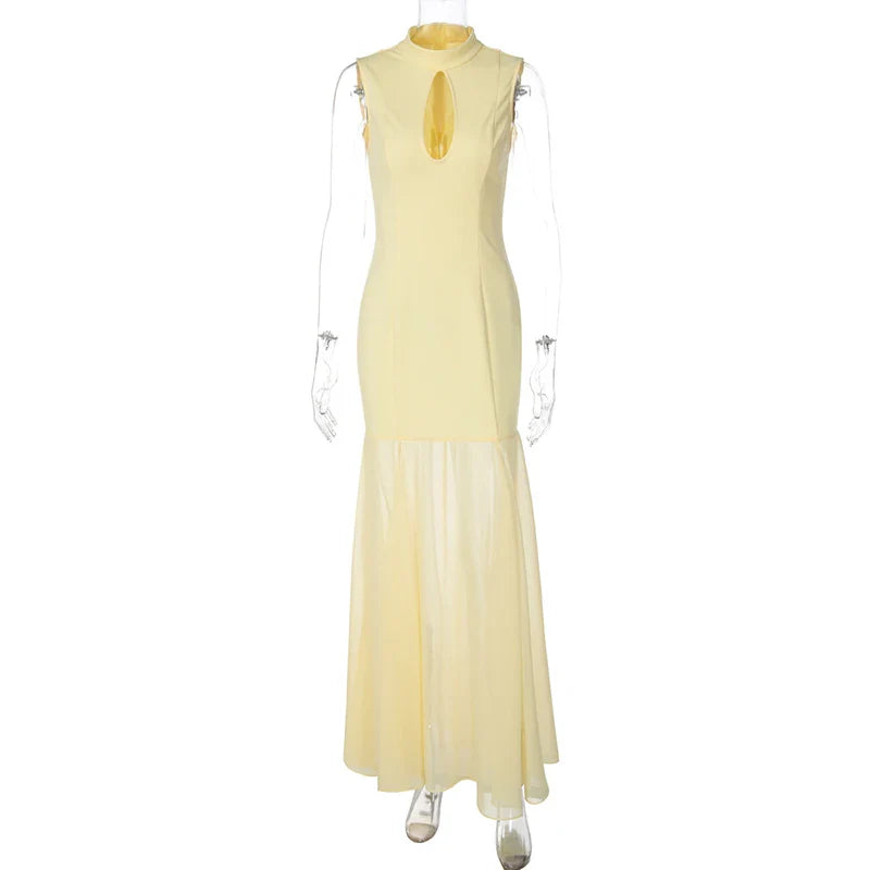 Hollow Out Sleeveless Slim Maxi Dress