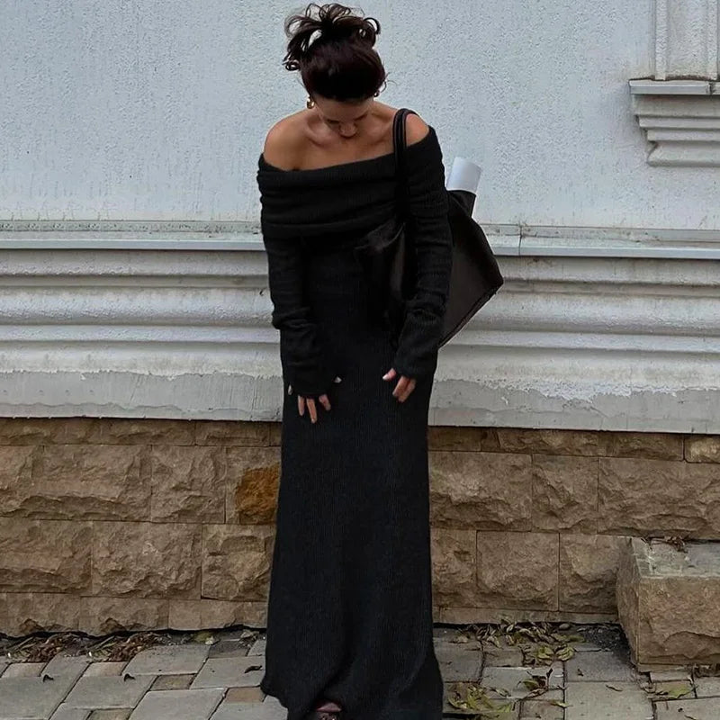 Elegant Off Shoulder Backless Maxi Dress