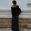 Elegant Off Shoulder Backless Maxi Dress