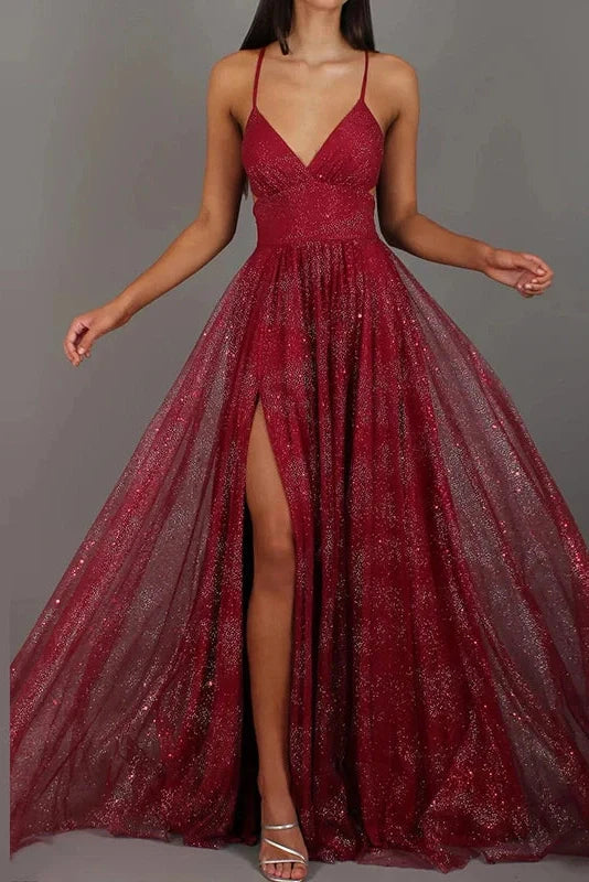 Hollow Out Sleeveless V-Neck High Waist Pleated Maxi Dress