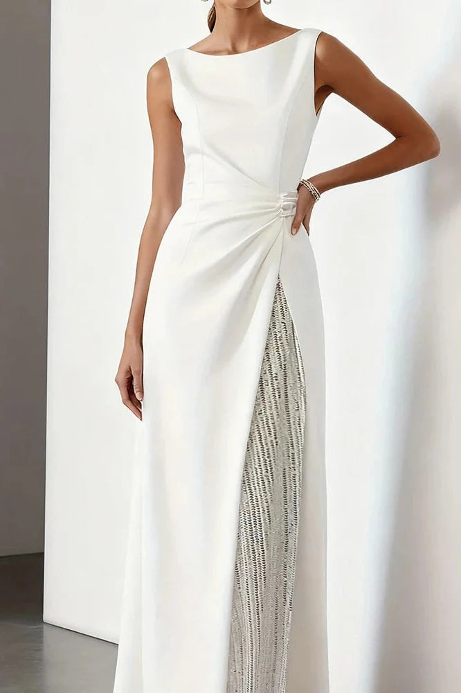 Hollow Out O-Neck Sleeveless High Waist Maxi Dress