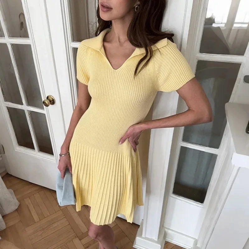 Elegant V-Neck Patchwork Mini Dress