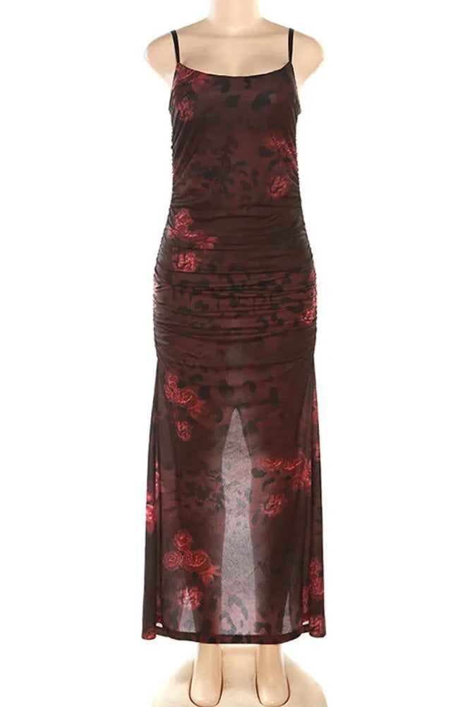 Elegant Spaghetti Strap Sleeveless Backless Maxi Dress