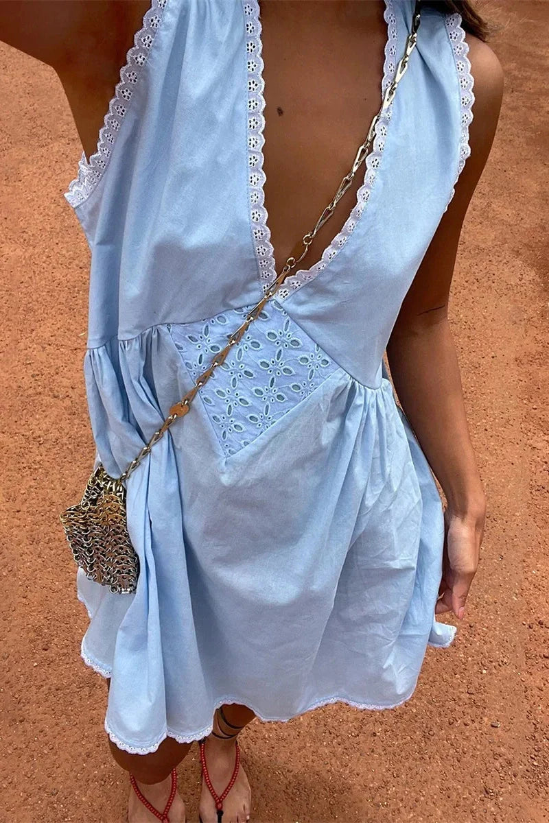 Sleeveless Deep V-Neck Mini Dress