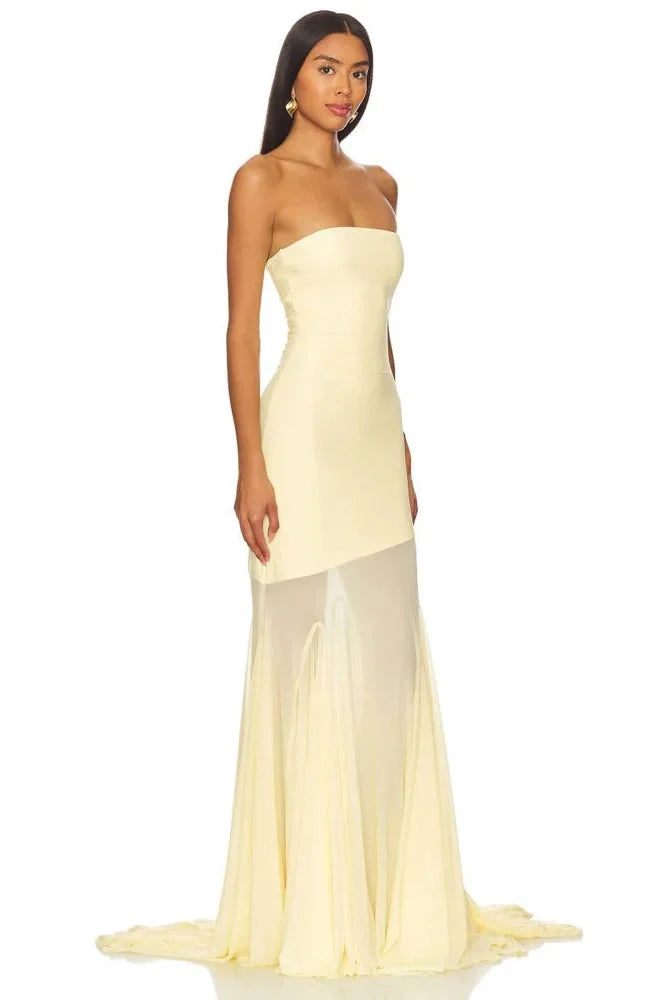 Off-Shoulder Strapless Sleeveless Backless Bodycon Maxi Dress