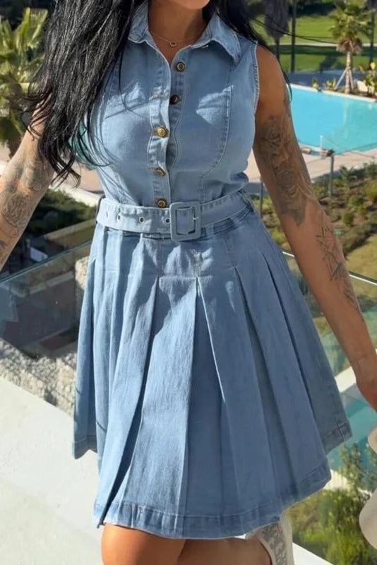 Sleeveless High Waist Slim Lace Up Mini Dress