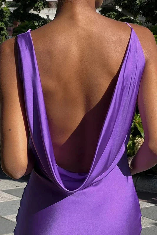 Hollow Out High Waist V-Neck Backless Slim Maxi Dress