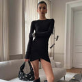 Elegant Patchwork Long Sleeve Mini Dress