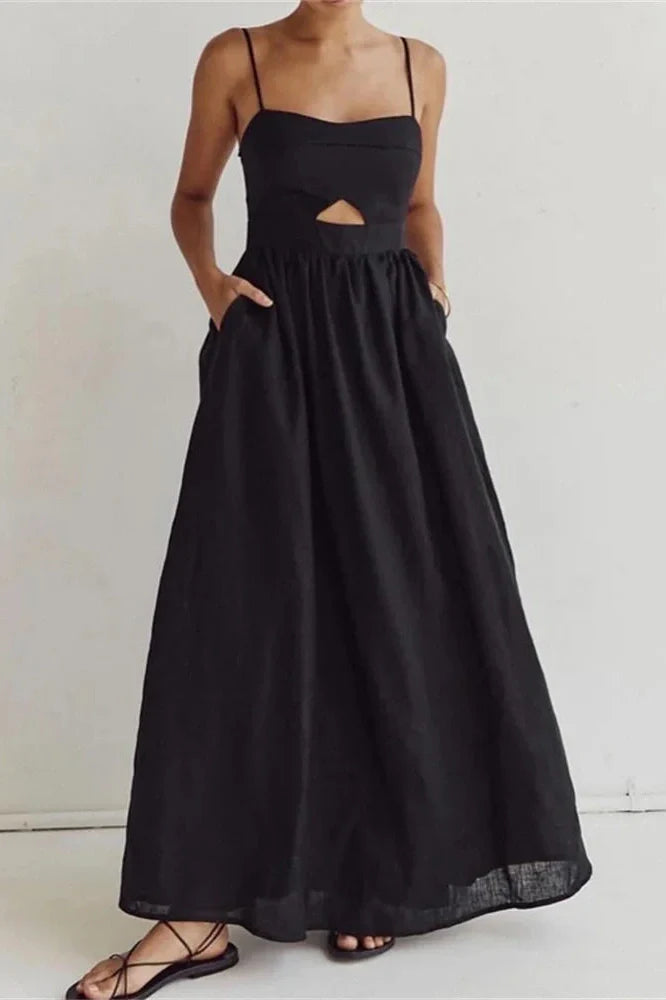 Hollow Out High Waist Backless Slim Maxi Dress
