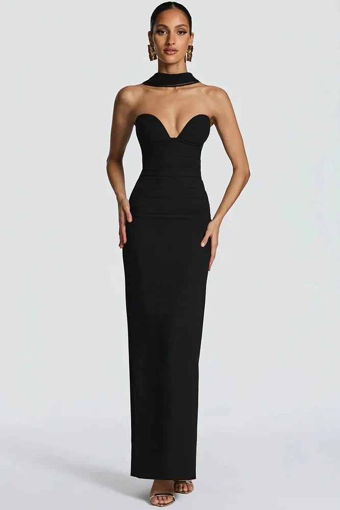Off-Shoulder Backless Zipper Sleeveless Bodycon Maxi Dress