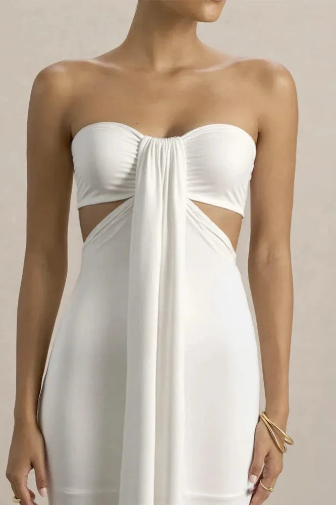Off-Shoulder Strapless Sleeveless Backless Bodycon Maxi Dress