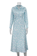 Printed Long Sleeve High Waist Slim Midi Dress