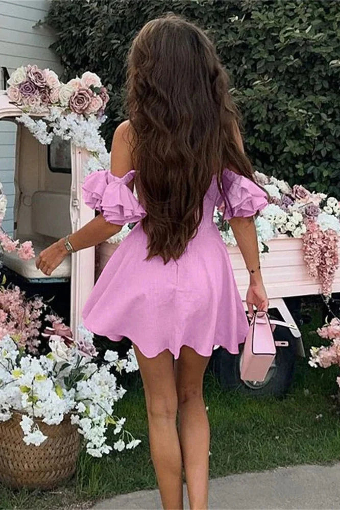 Off-Shoulder Patchwork Slim Backless Mini Dress