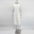 Elegant Single Breasted Patchwork Midi Dress