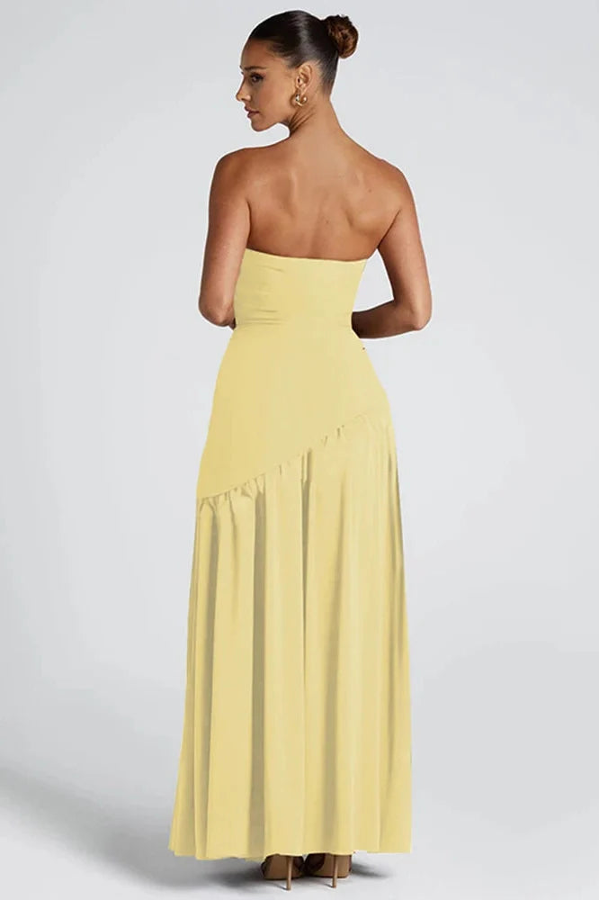 Elegant Backless Strapless Bodycon Maxi Dress