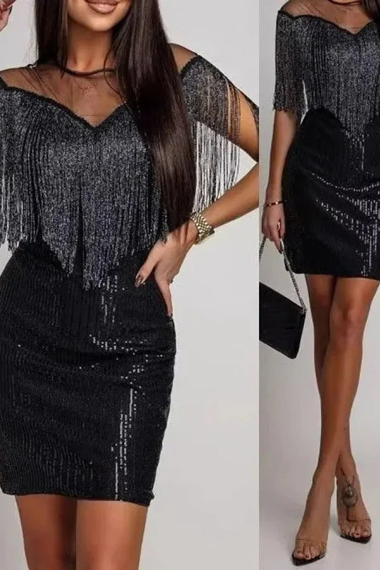 Hollow Out High Waist Slim Mini Dress