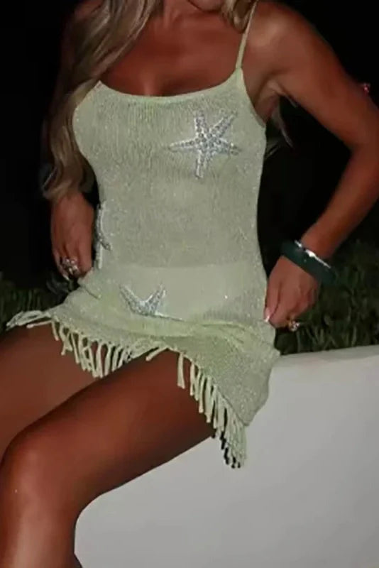 Elegant Hollow Sleeveless Mini Dress