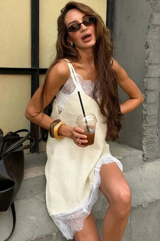 Elegant Lace Loose Mini Dress