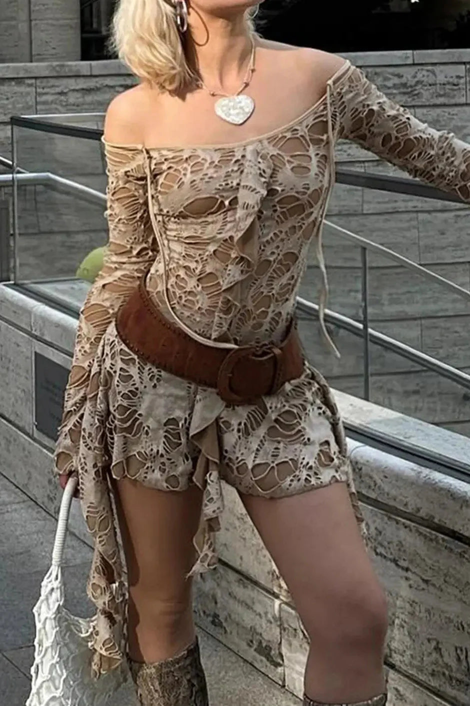 Off-Shoulder Long Sleeve Slim Mini Dress