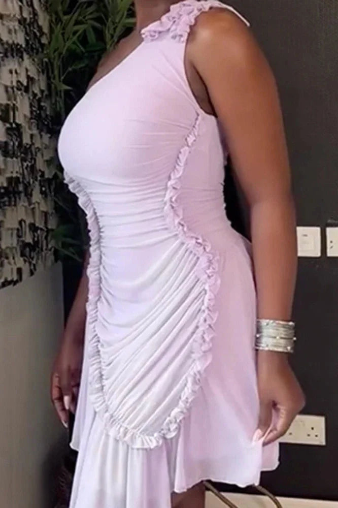 Elegant Hollow Out Sleeveless High Waist Slim Slash Collar Midi Dress
