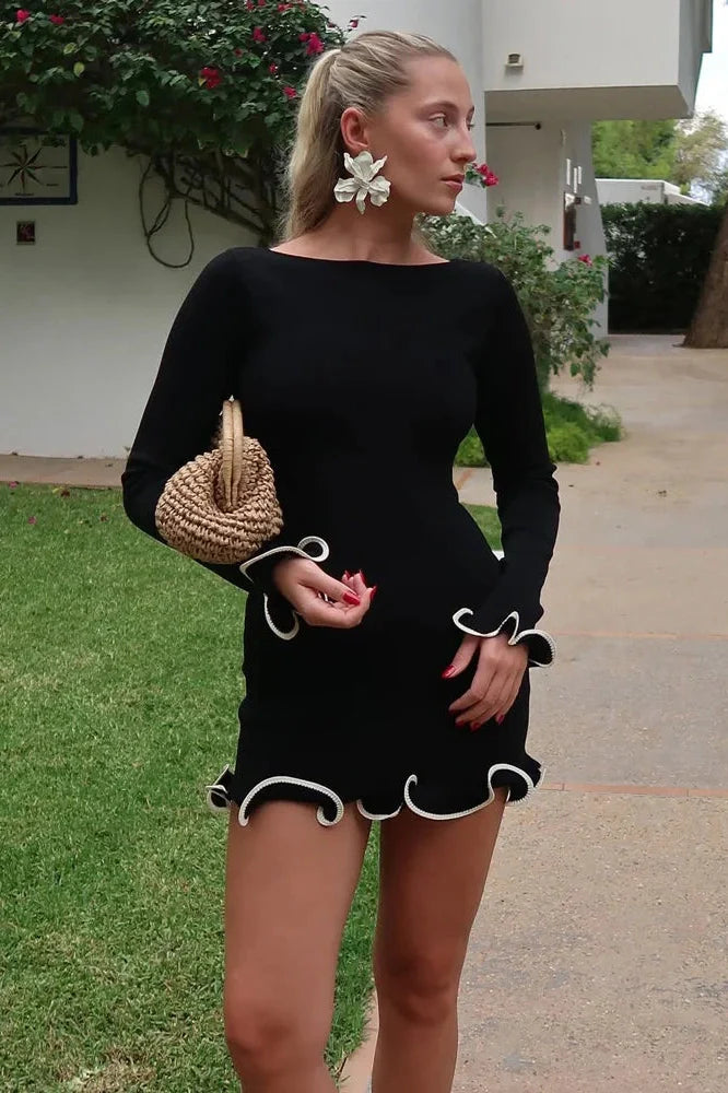 Slim Patchwork High Waist Mini Dress