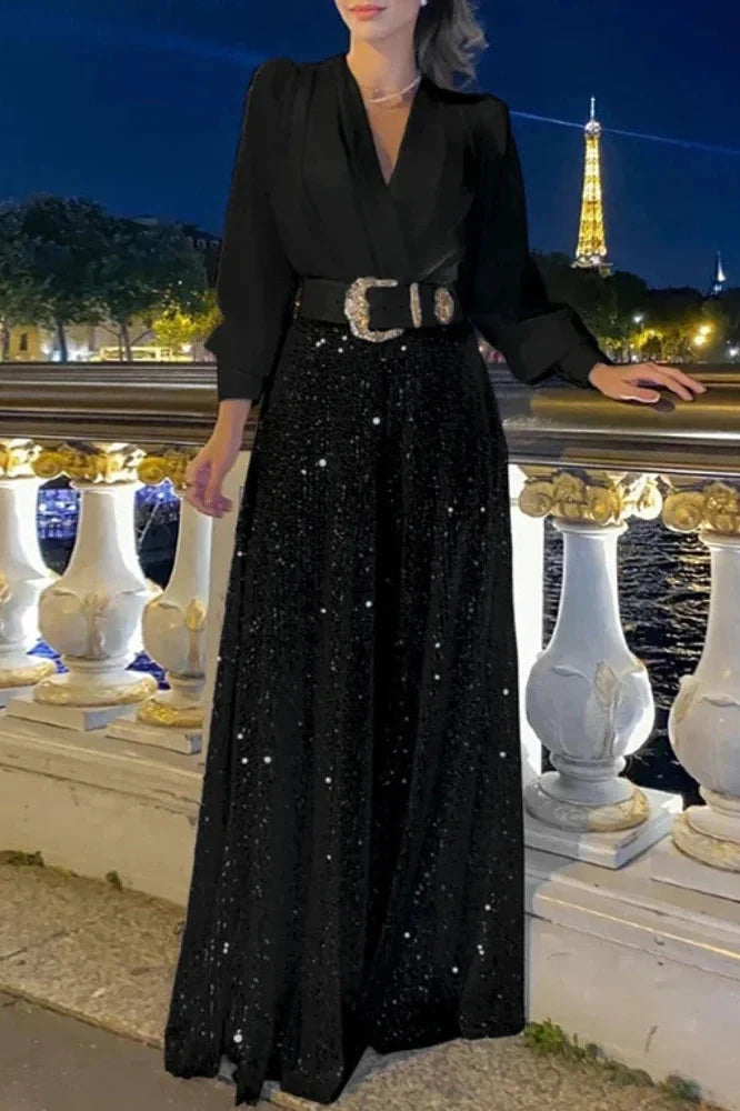 Elegant Loose V Neck Maxi Dress