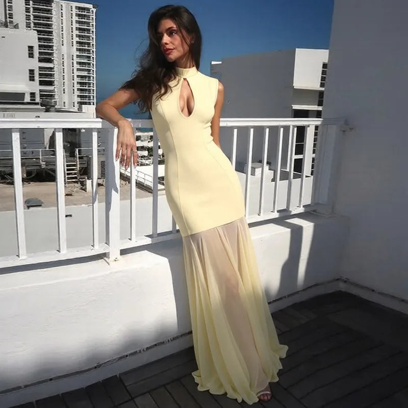 Hollow Out Sleeveless Slim Maxi Dress