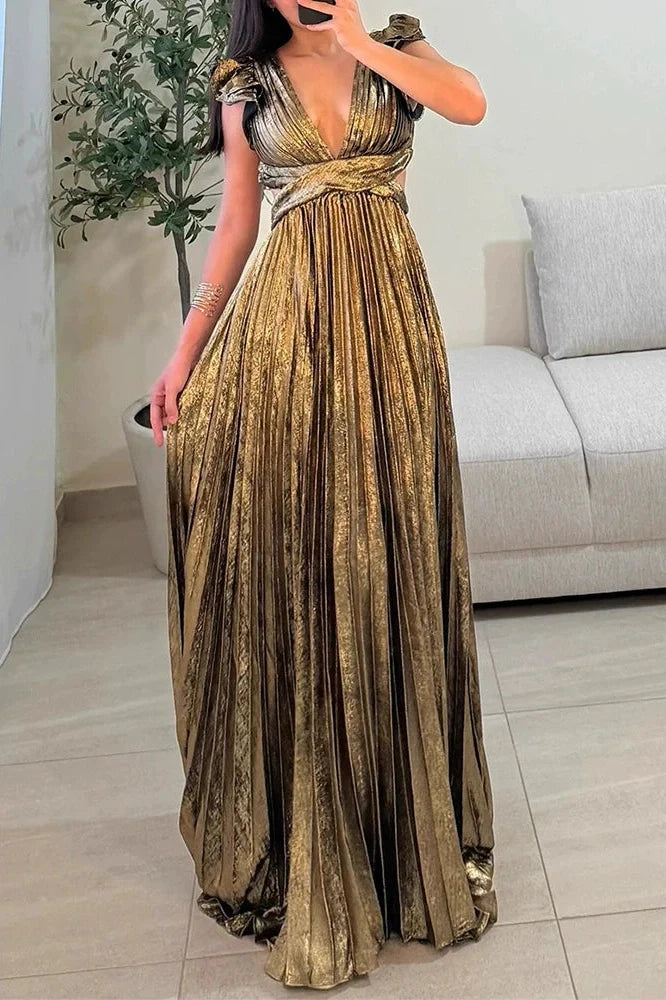 Elegant Hollow Out Backless Sleeveless High Waist Maxi Dress