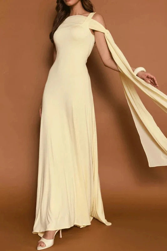 Sleeveless Slash Collar High Waist Maxi Dress