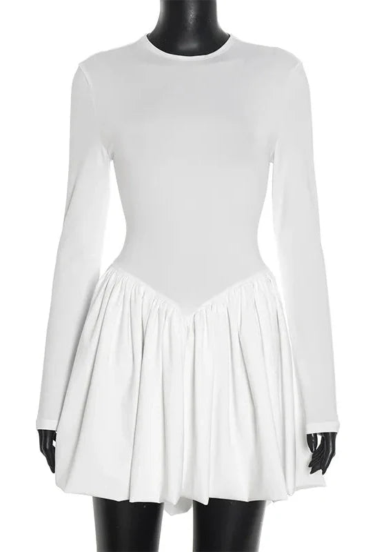 Elegant Hollow Button Slim High Waist Mini Dress
