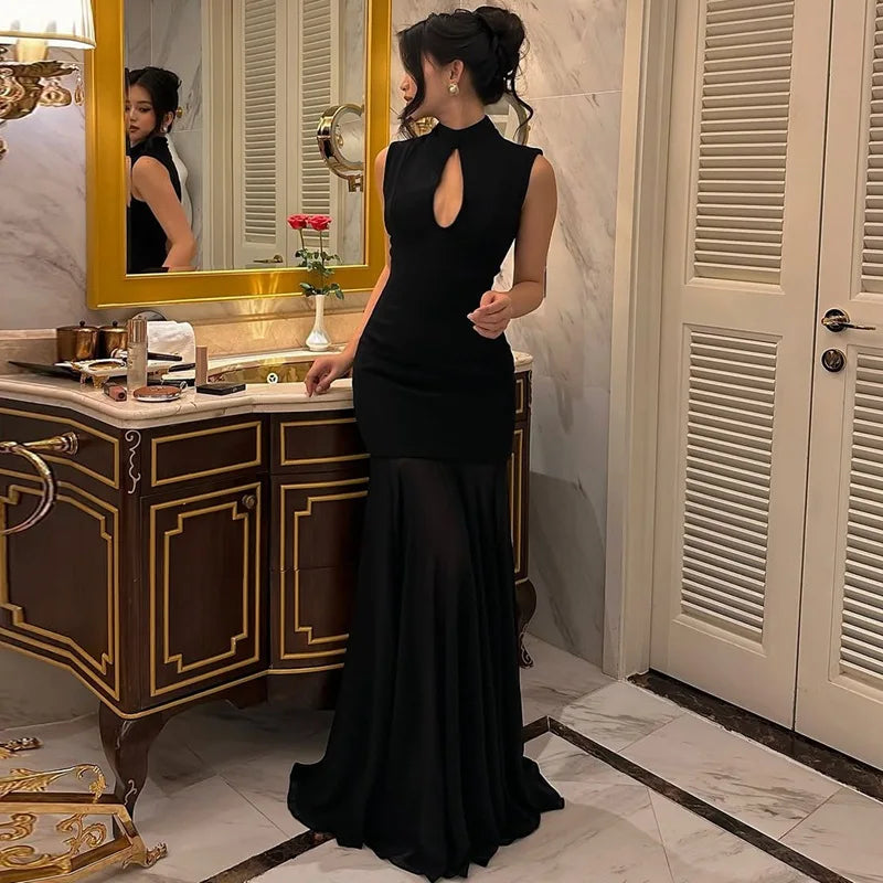 Hollow Out Sleeveless Slim Maxi Dress
