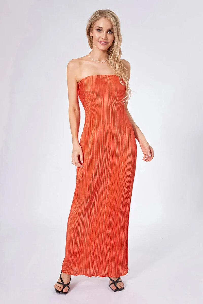 Sleeveless Off-Shoulder Strapless Maxi Dress