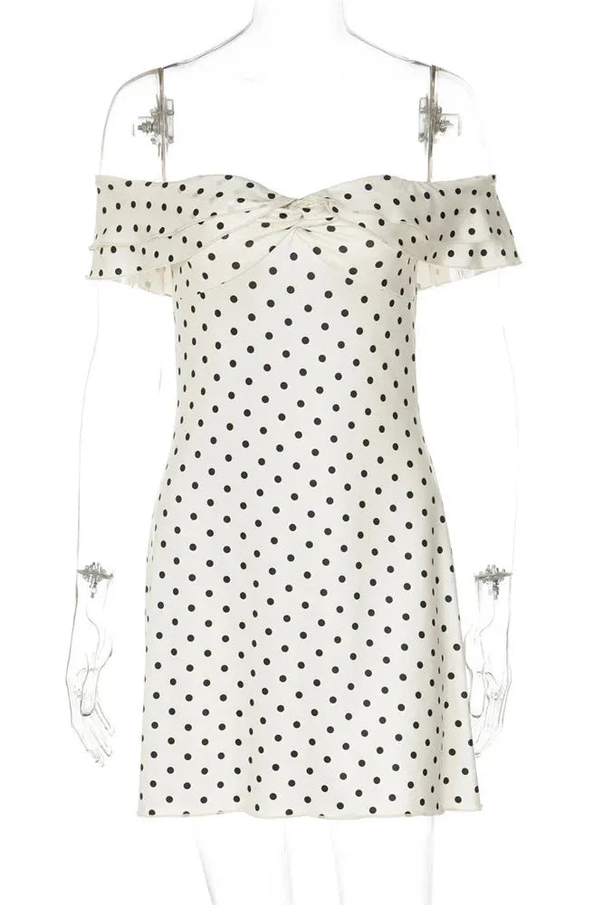 Off-Shoulder Backless Printed Slim Mini Dress