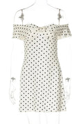 Off-Shoulder Backless Printed Slim Mini Dress