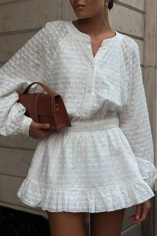 Elegant A-Line Sleeves Fit Waist Mini Dress