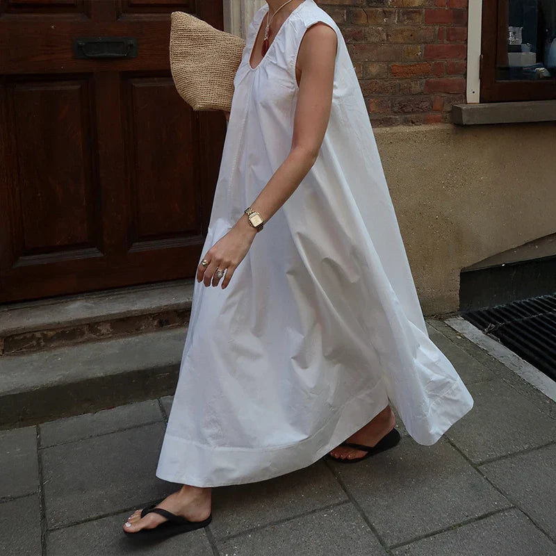 Sleeveless U Neck Loose Maxi Dress