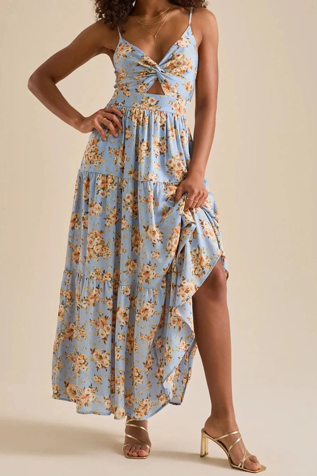 Elegant Sleeveless V-Neck Maxi Dress