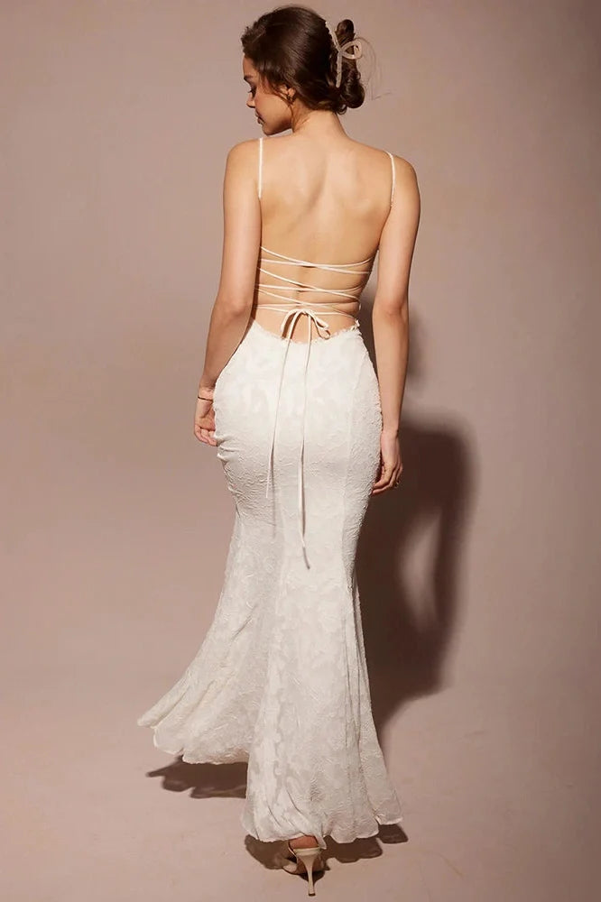Backless Lace-up Spaghetti Strap Sleeveless Maxi Dress