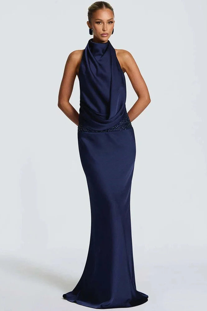 Backless Off-Shoulder Sleeveless Bodycon Maxi Dress