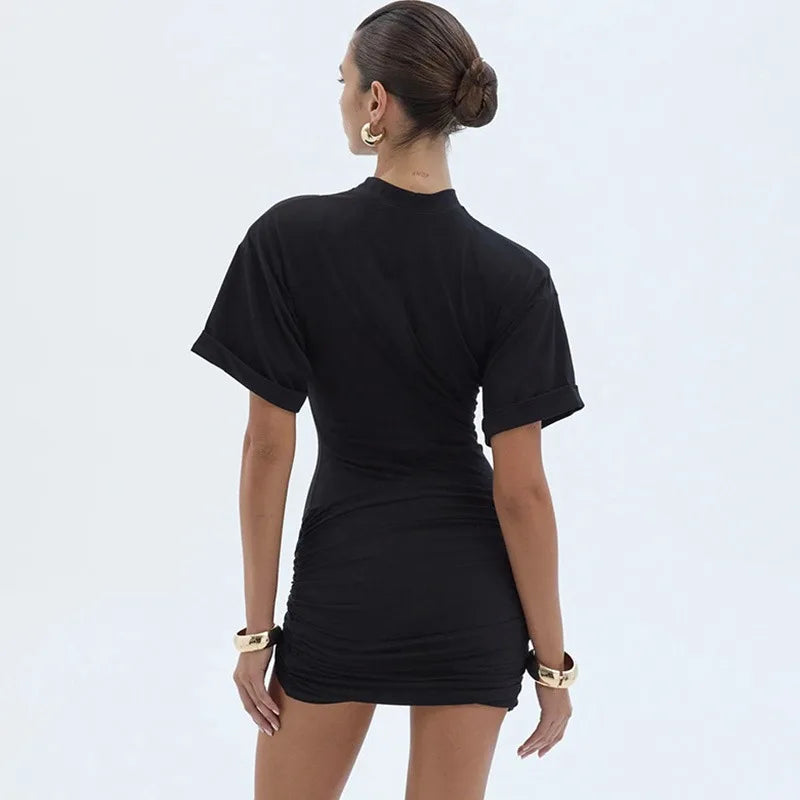 Elegant Patchwork Short Sleeve Mini Dress
