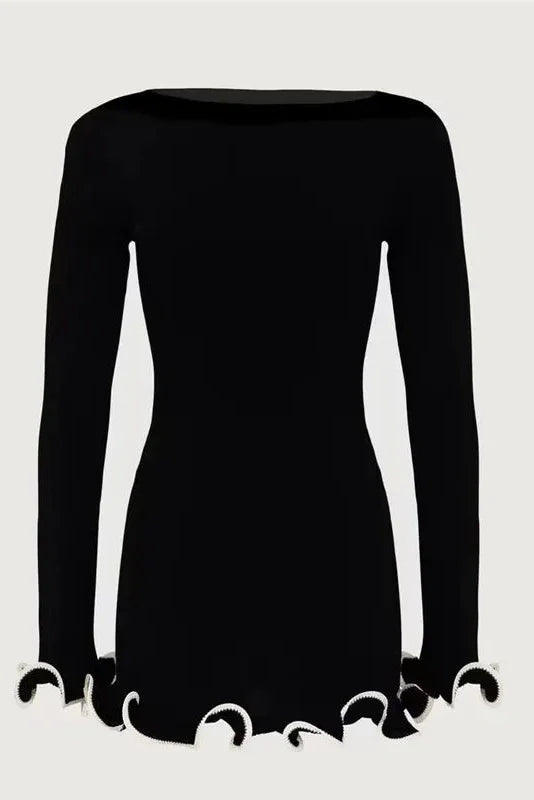 Long Sleeve Pullover O-Neck Mini Dress