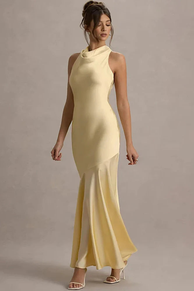 Elegant Sleeveless Backless Pleated Maxi Dress