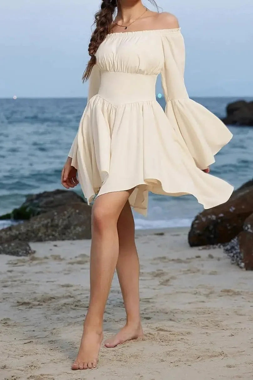 Strapless Slim Off-Shoulder High Waist Irregular Mini Dress
