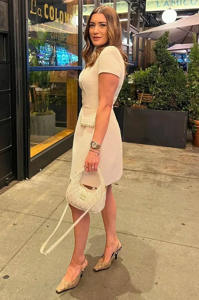 Round Neck Short Sleeve Bodycon Patchwork Mini Dress