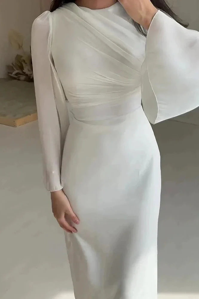 Elegant O-Neck Long Sleeve Slim Maxi Dress