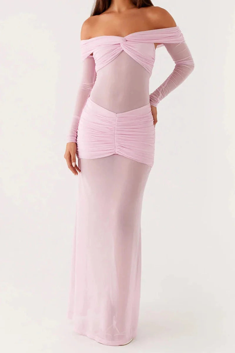 Off-Shoulder Slim Fit Maxi Dress